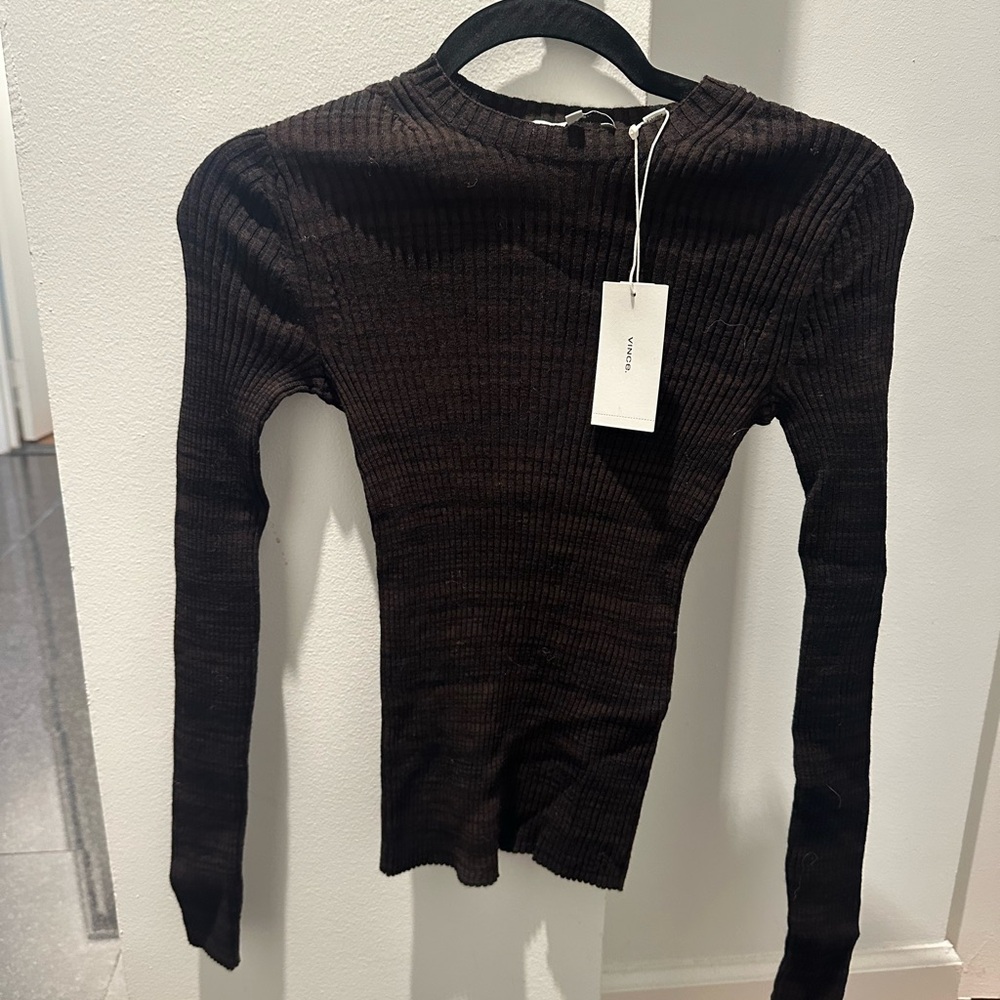 Vince Brown Ribbed Long Sleeve top